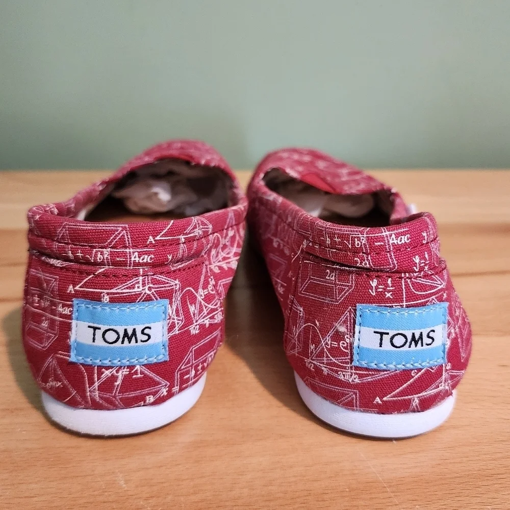 Toms NEW Classic Limited Edition Geometry Print Math Shoes Red Canvas sz 7‎